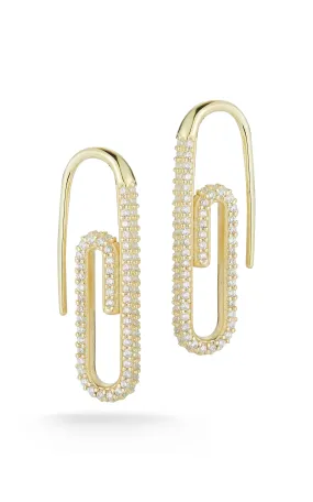 Pavé Paperclip Threader Earring