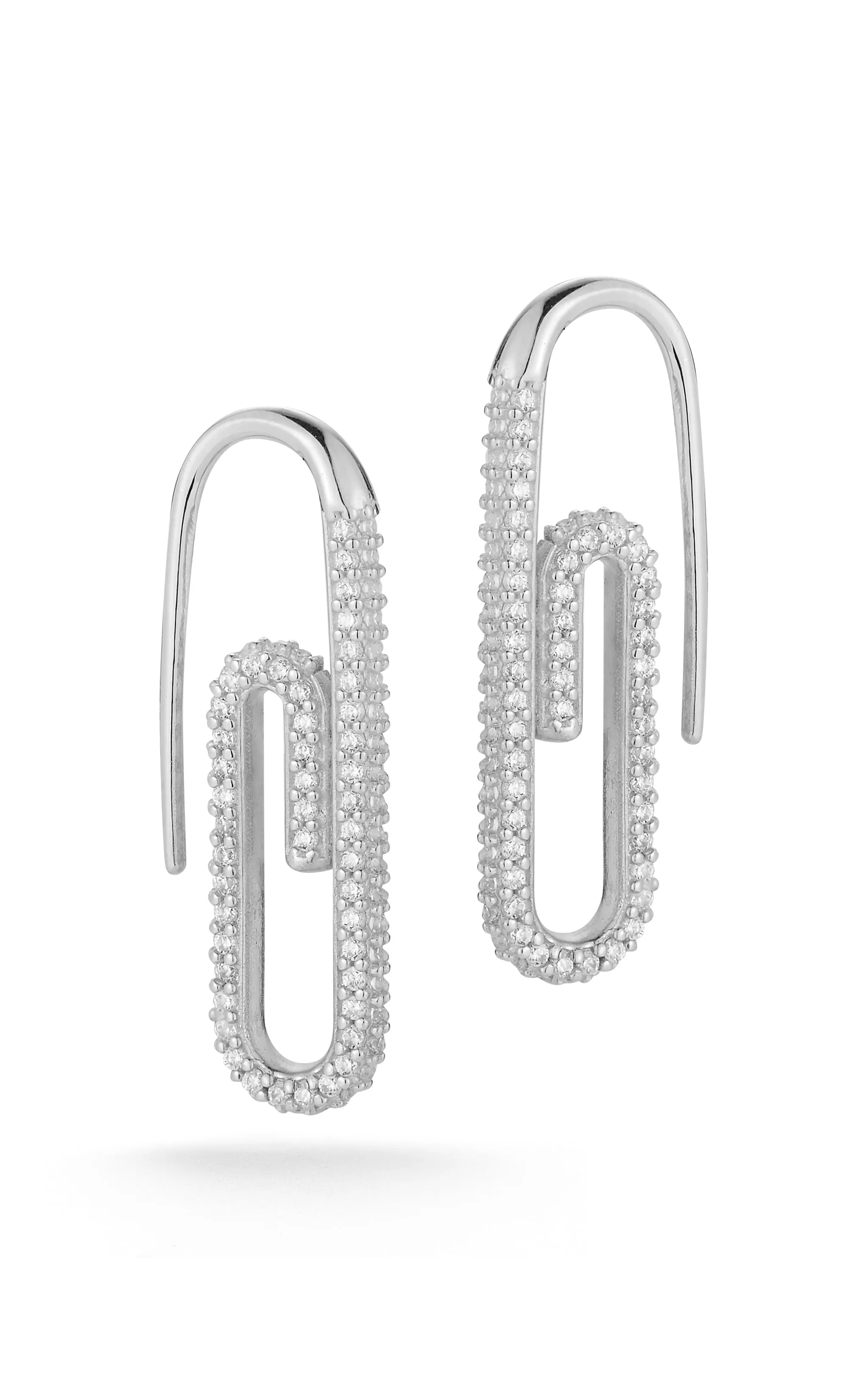 Pavé Paperclip Threader Earring