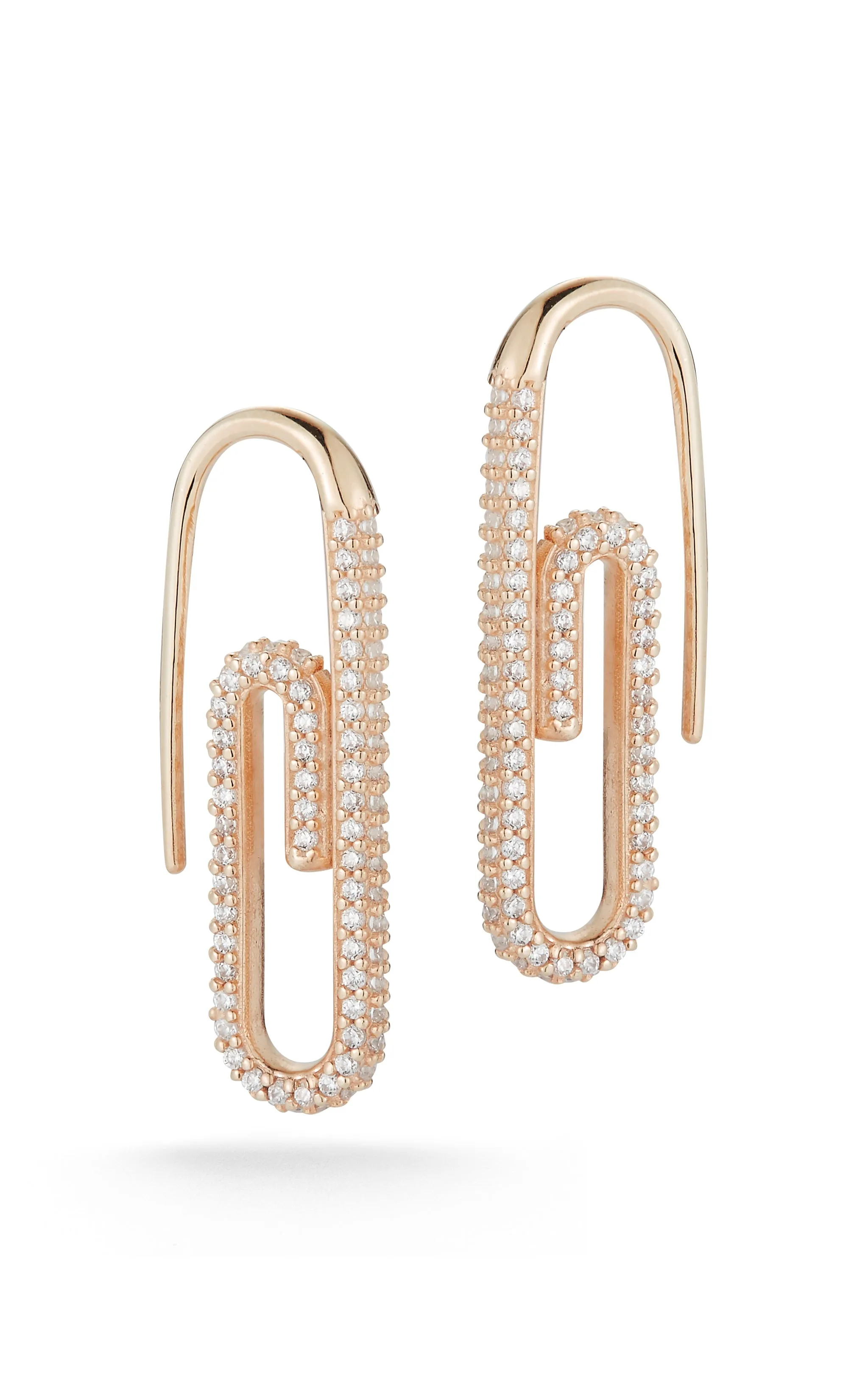 Pavé Paperclip Threader Earring