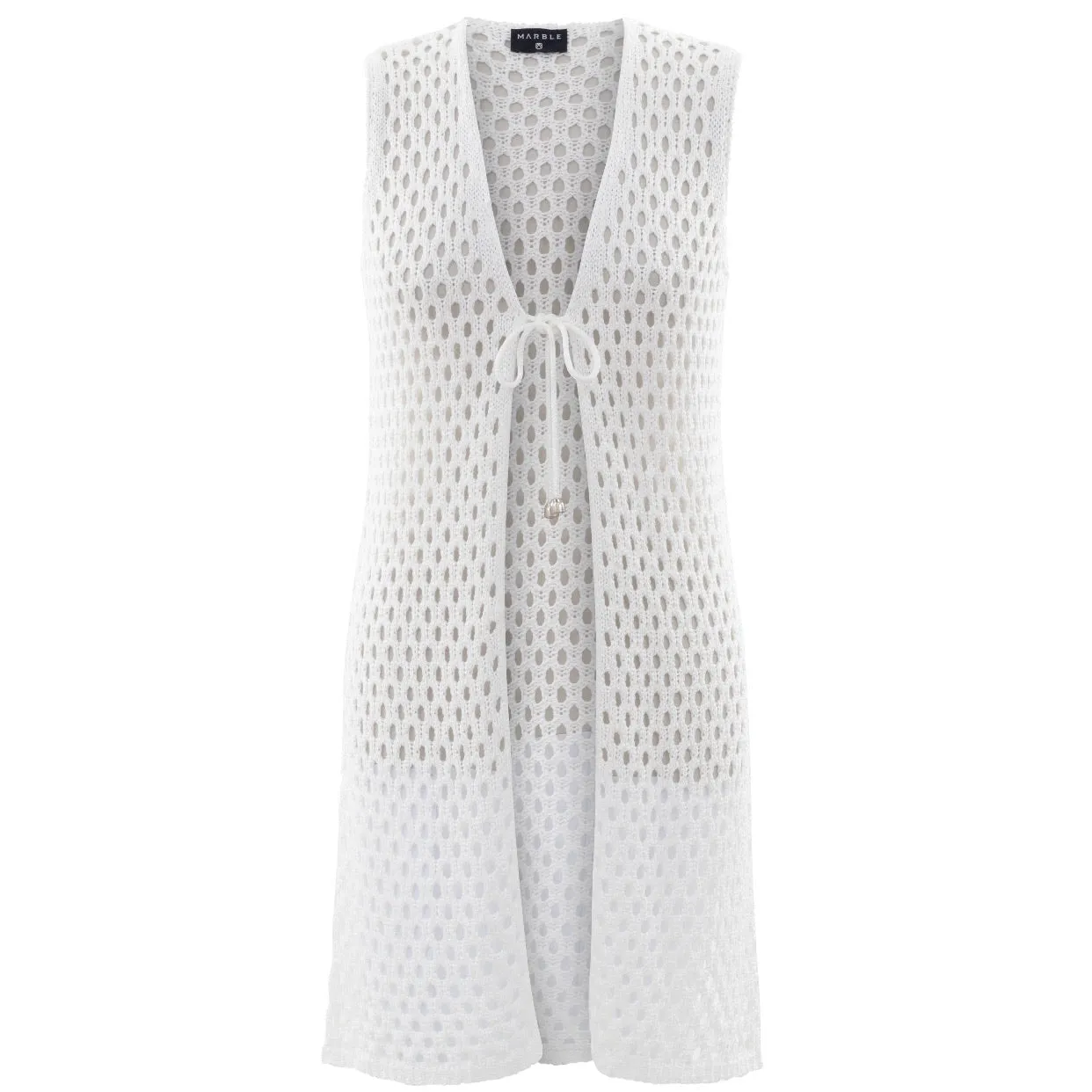 Pointelle Knit Vest w/ Tie Front