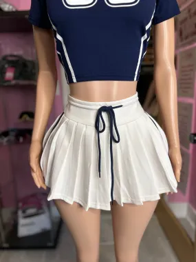 Pop It Girl Tennis Skirt- White/Navy
