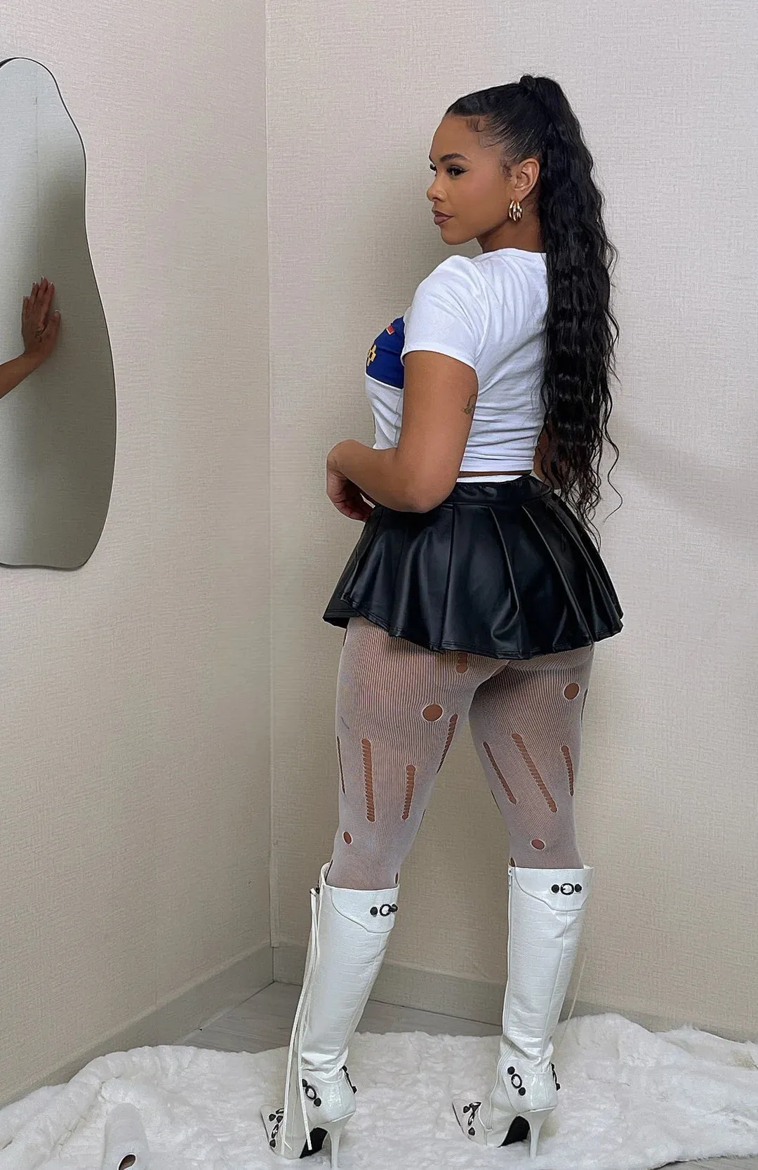 PU PLEATED MINI SKIRT