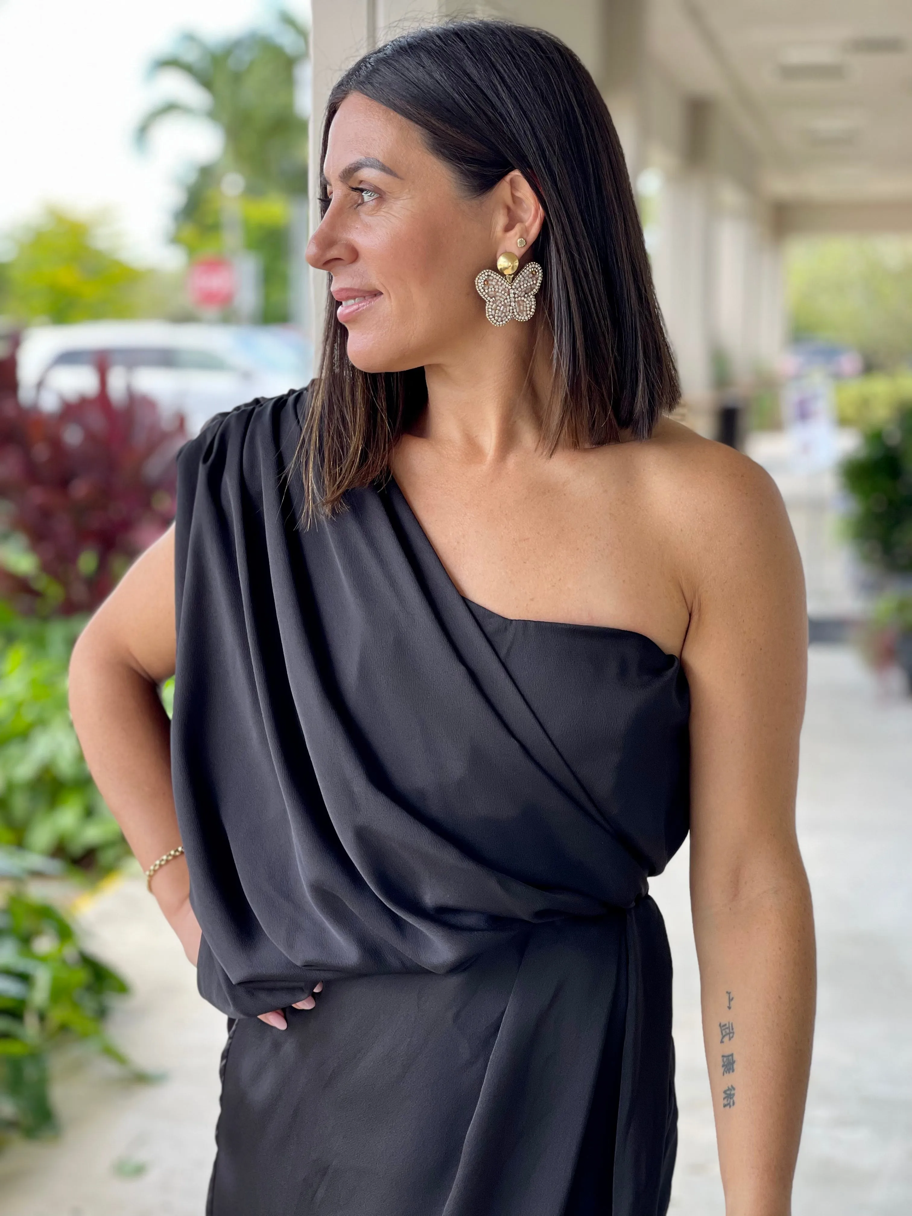 "Dawn" One Shoulder Wrap Style Dress