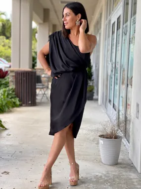 "Dawn" One Shoulder Wrap Style Dress