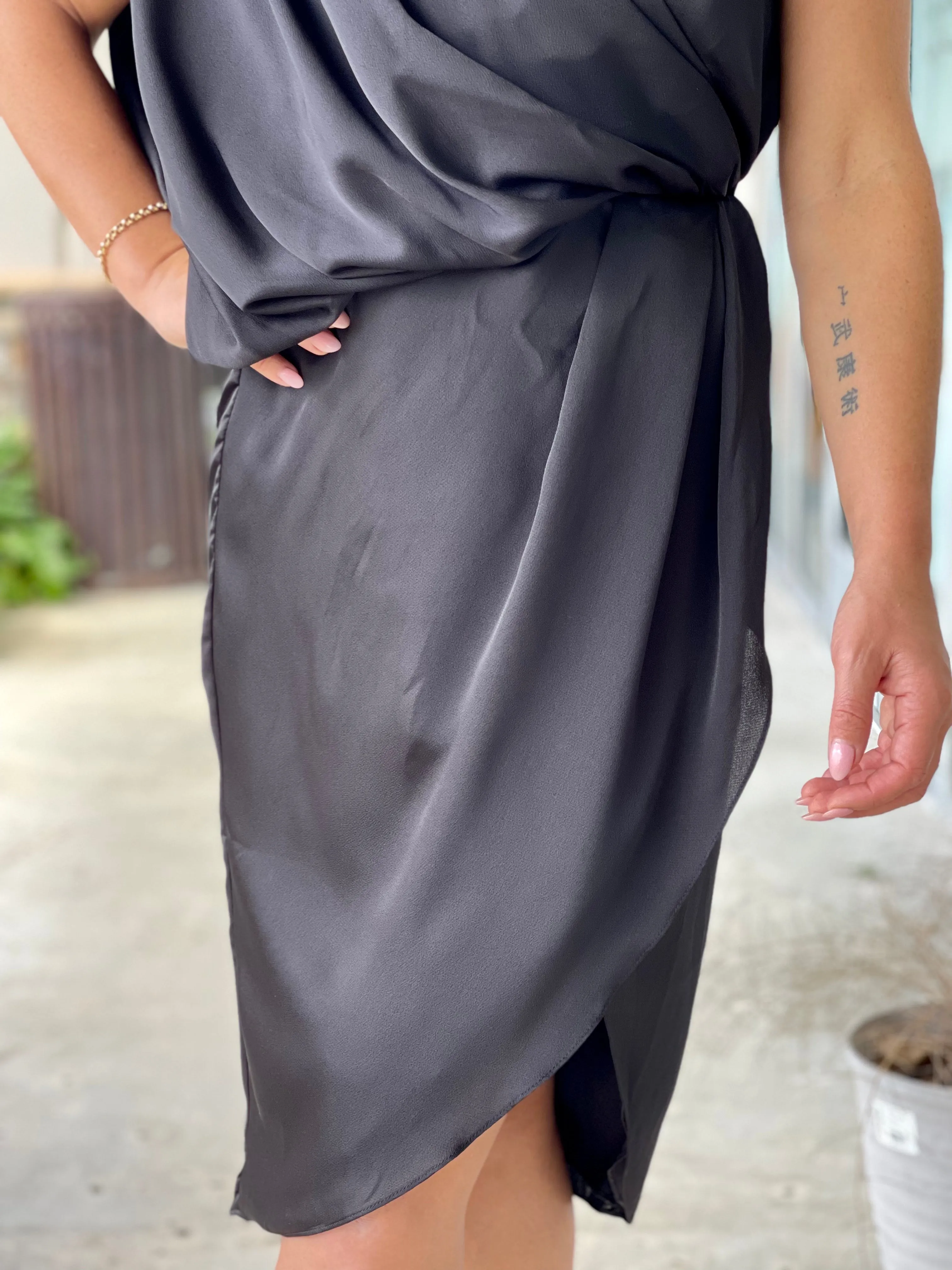 "Dawn" One Shoulder Wrap Style Dress