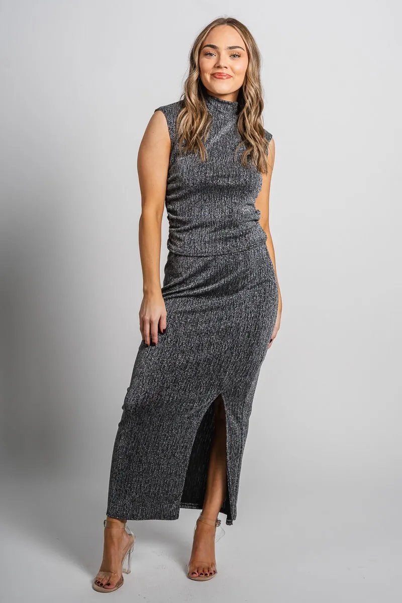 Shimmer midi skirt black/silver