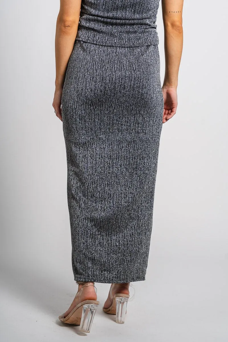 Shimmer midi skirt black/silver