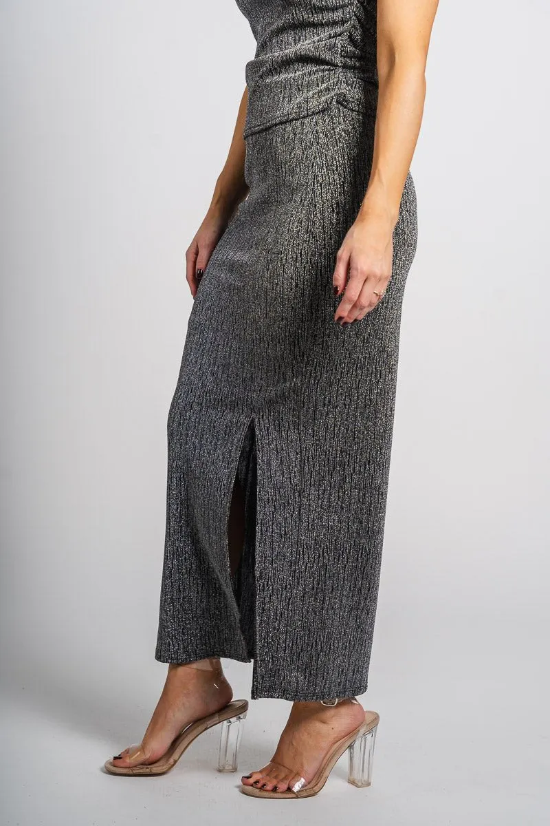 Shimmer midi skirt black/silver