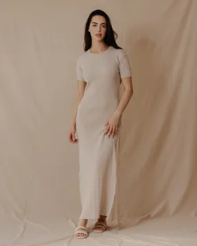 Short Sleeved Knit Dress Off-White