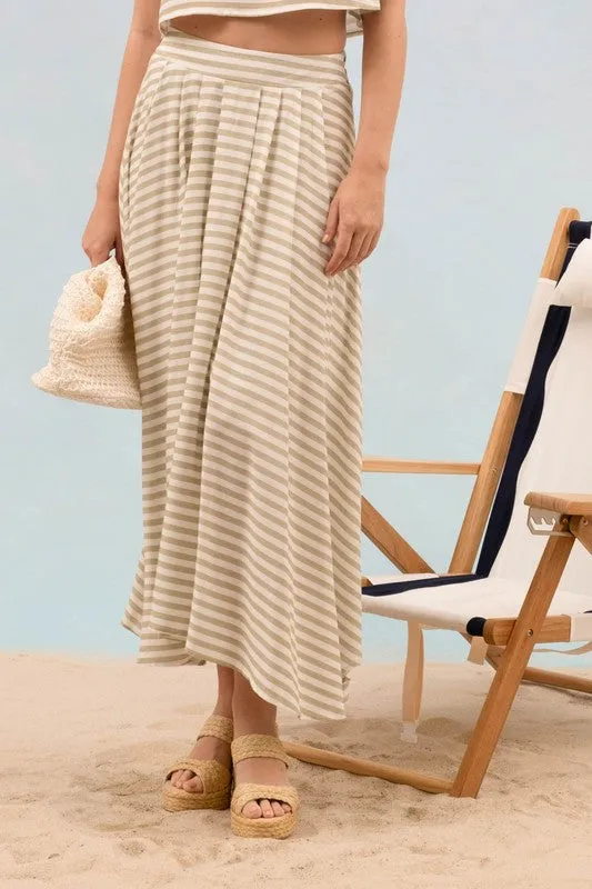 Sicily Summer Striped Midi Skirt