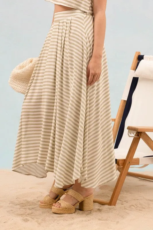 Sicily Summer Striped Midi Skirt