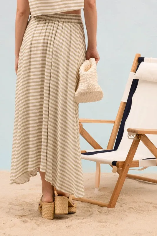 Sicily Summer Striped Midi Skirt