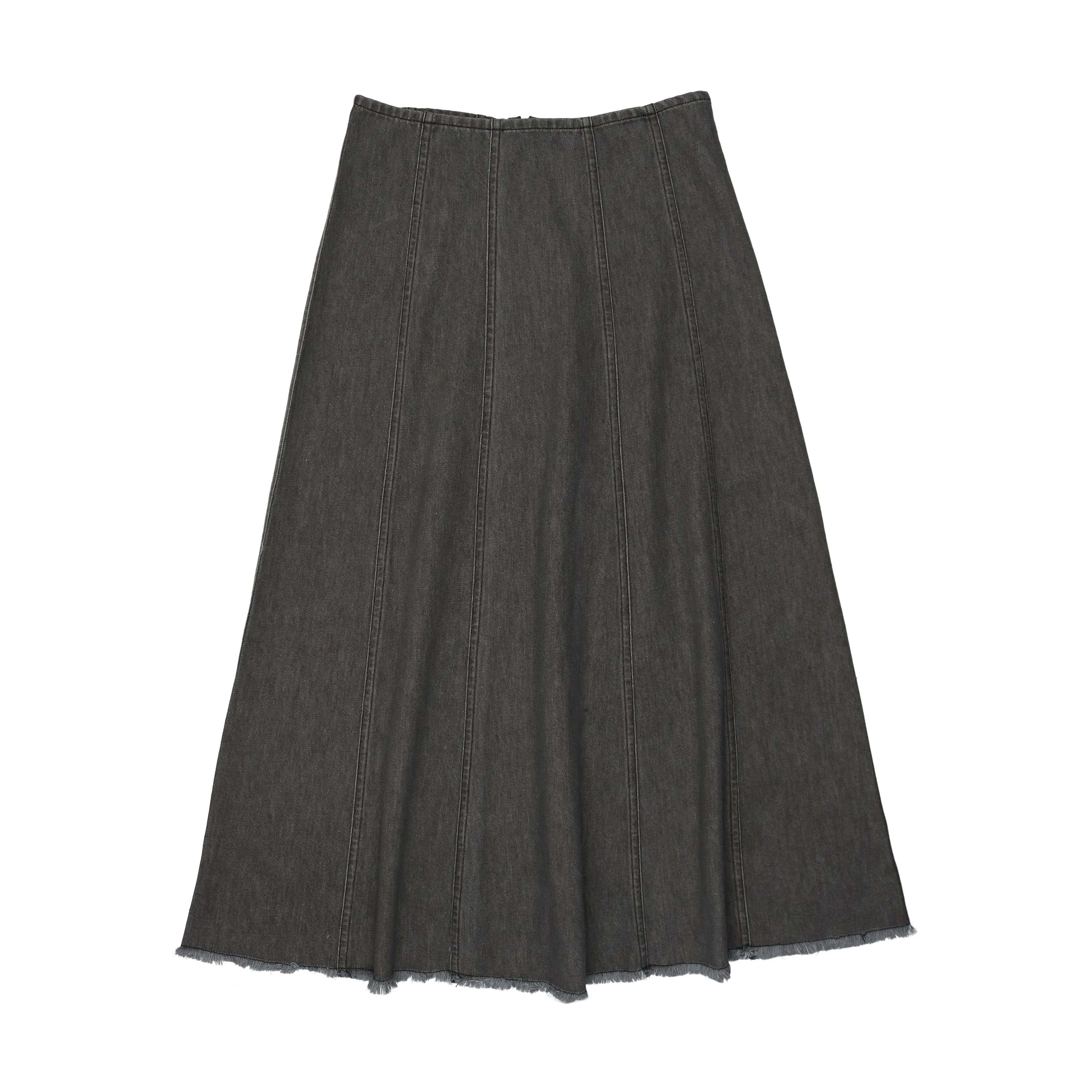 skirt midi paneled - black denim