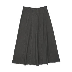 skirt midi paneled - black denim