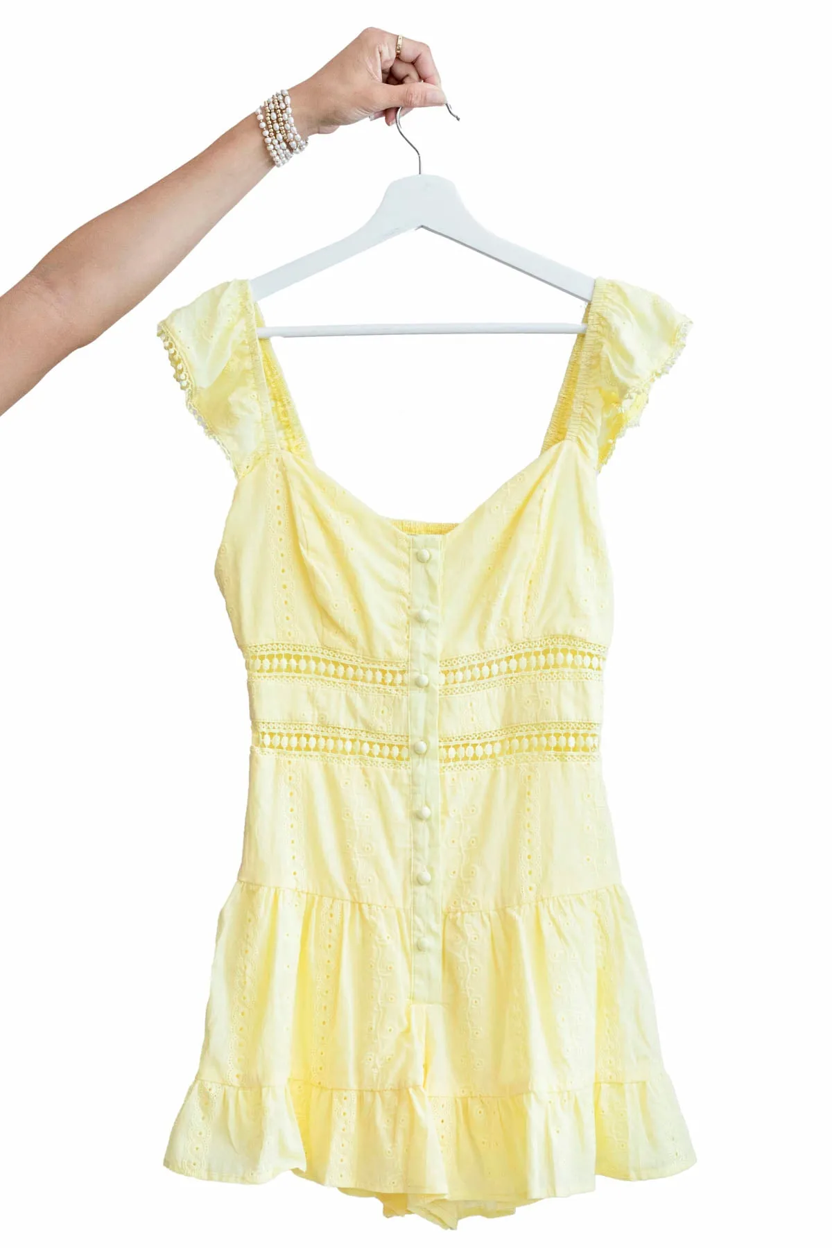 Sleeveless Solid V-Neck Lace Romper