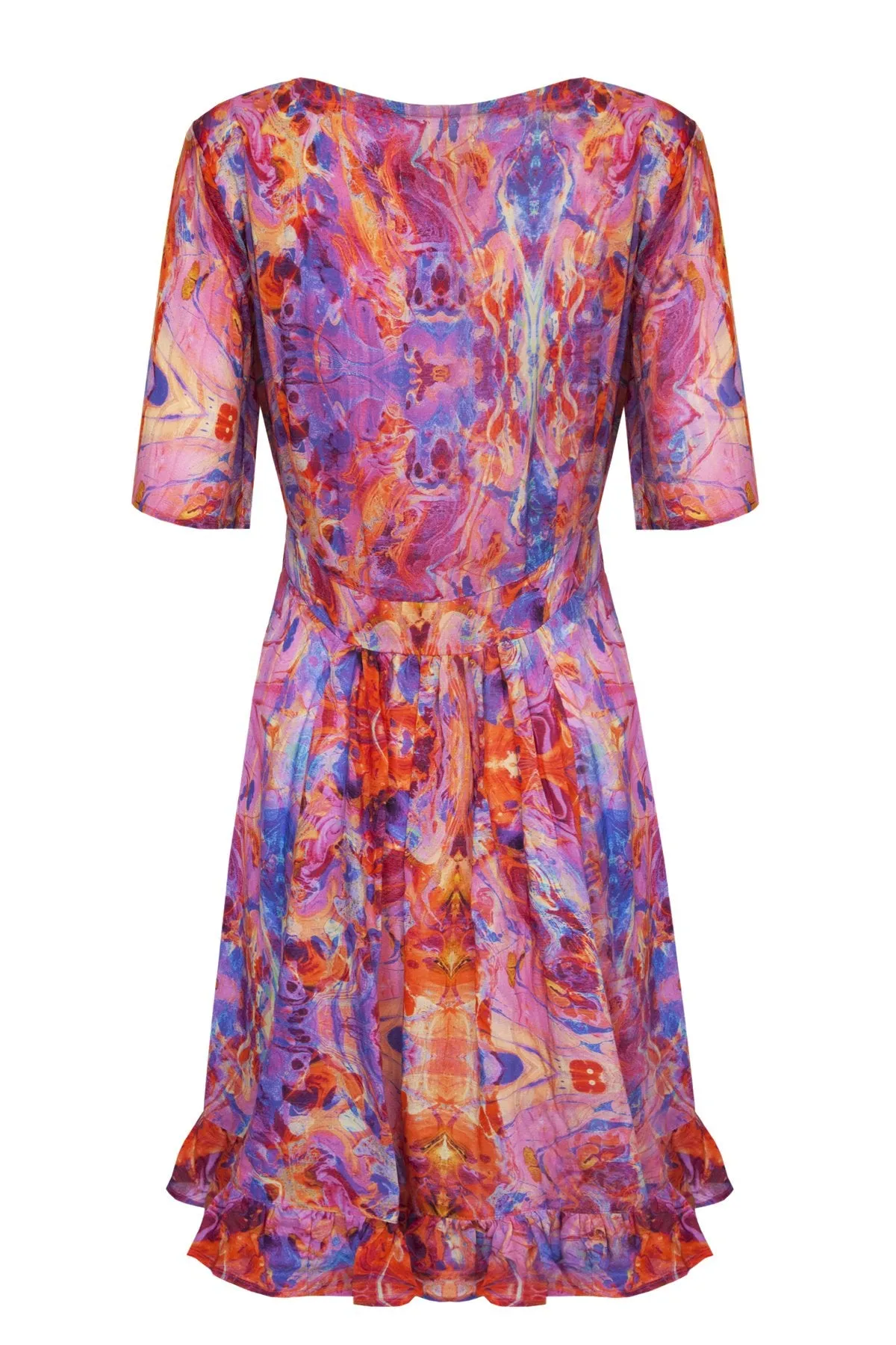 Sophia Alexia Mini Wrap Dress in Pink Fire