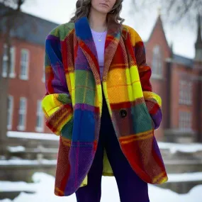 Stylish Female Plaid Woolen Coat