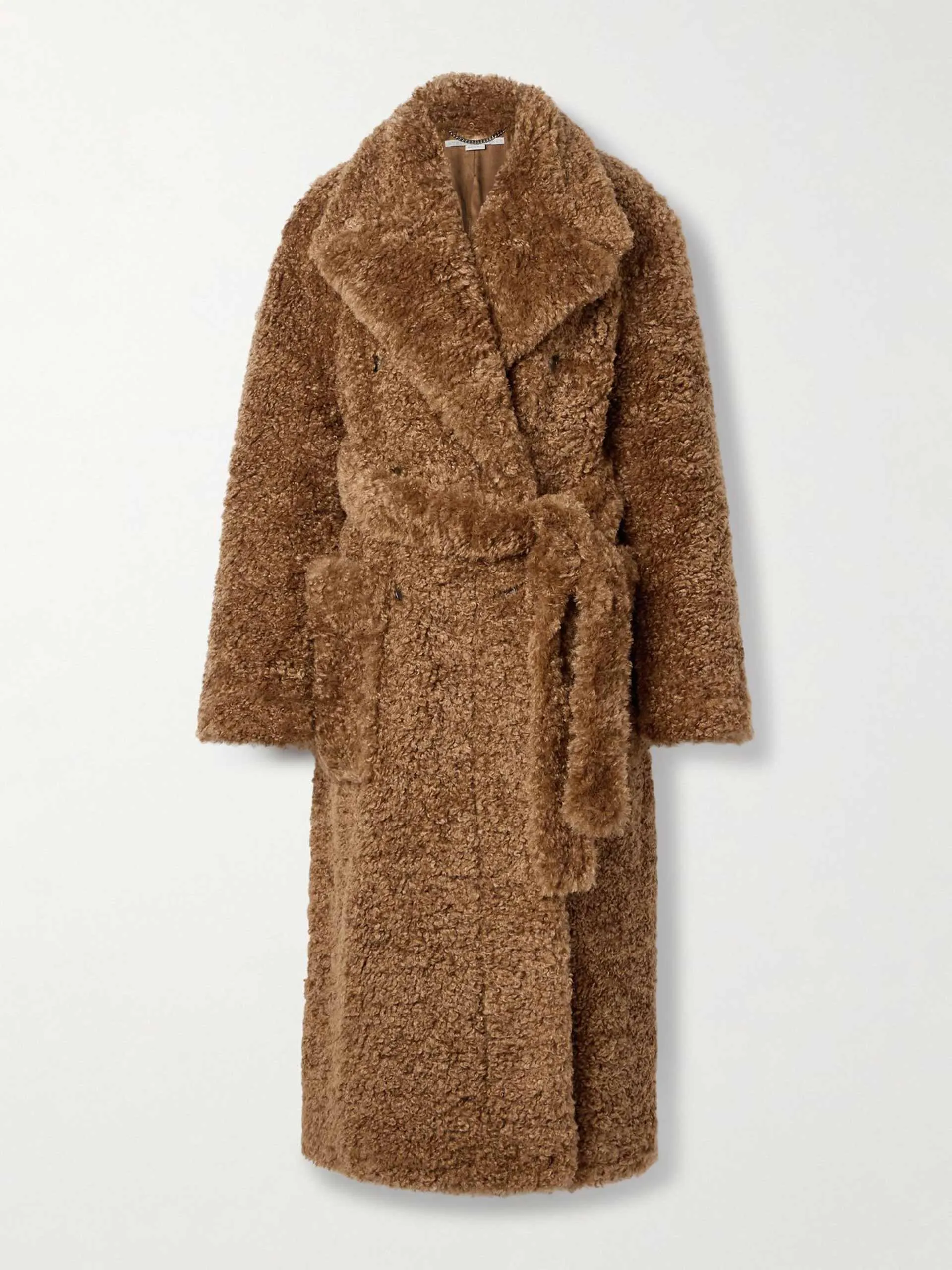 Teddy belted double-breasted faux shearling coat