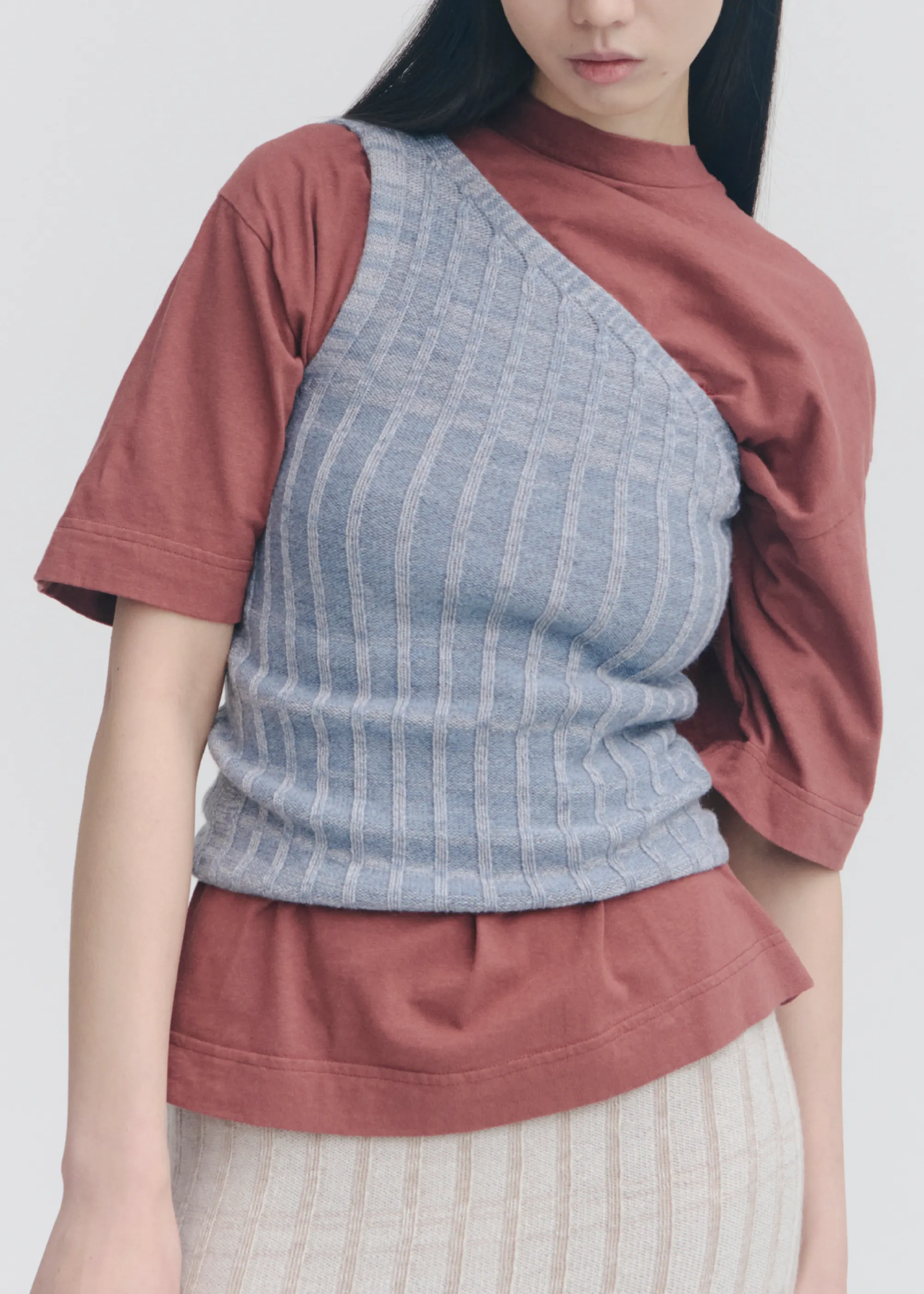 Tension Knitted Singlet ~ Denim