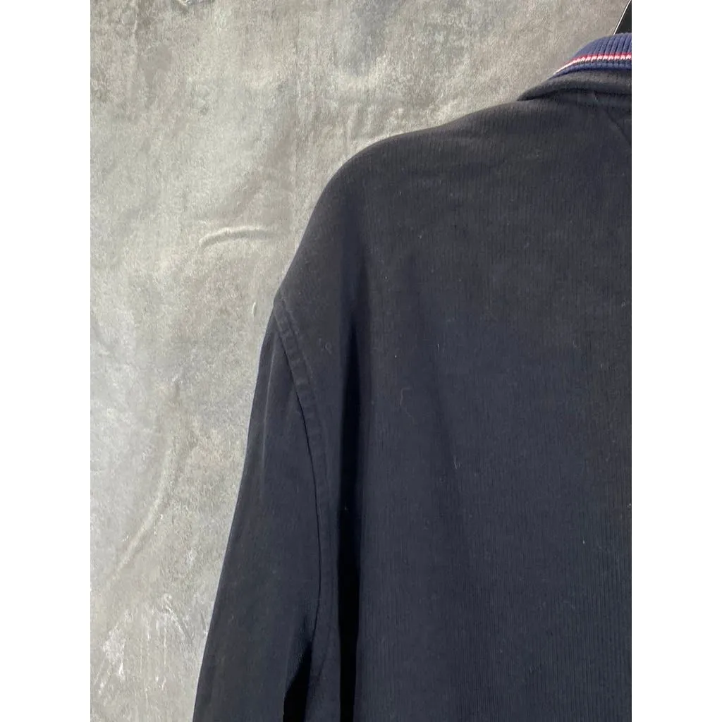 TOMMY HILFIGER Men's Black Cotton Quarter-Zip Pullover Sweatshirt SZ XL
