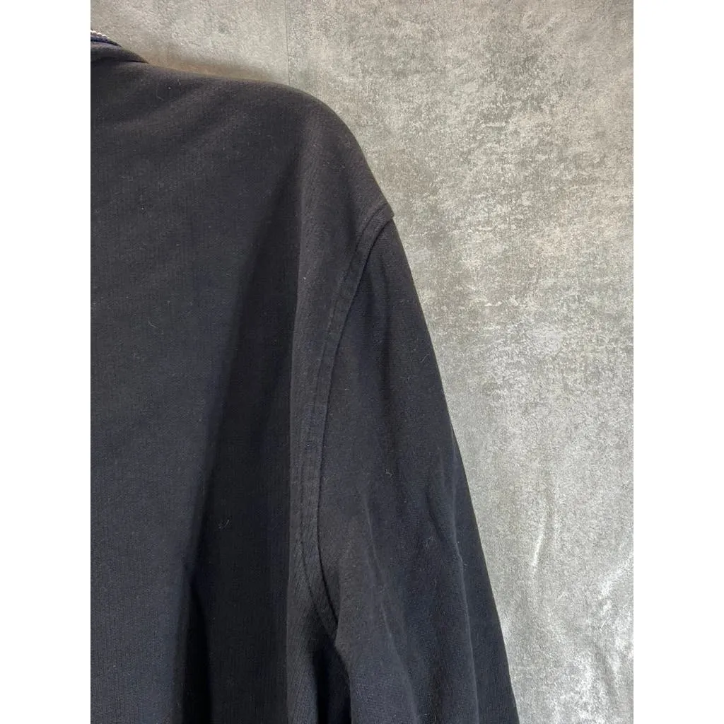 TOMMY HILFIGER Men's Black Cotton Quarter-Zip Pullover Sweatshirt SZ XL