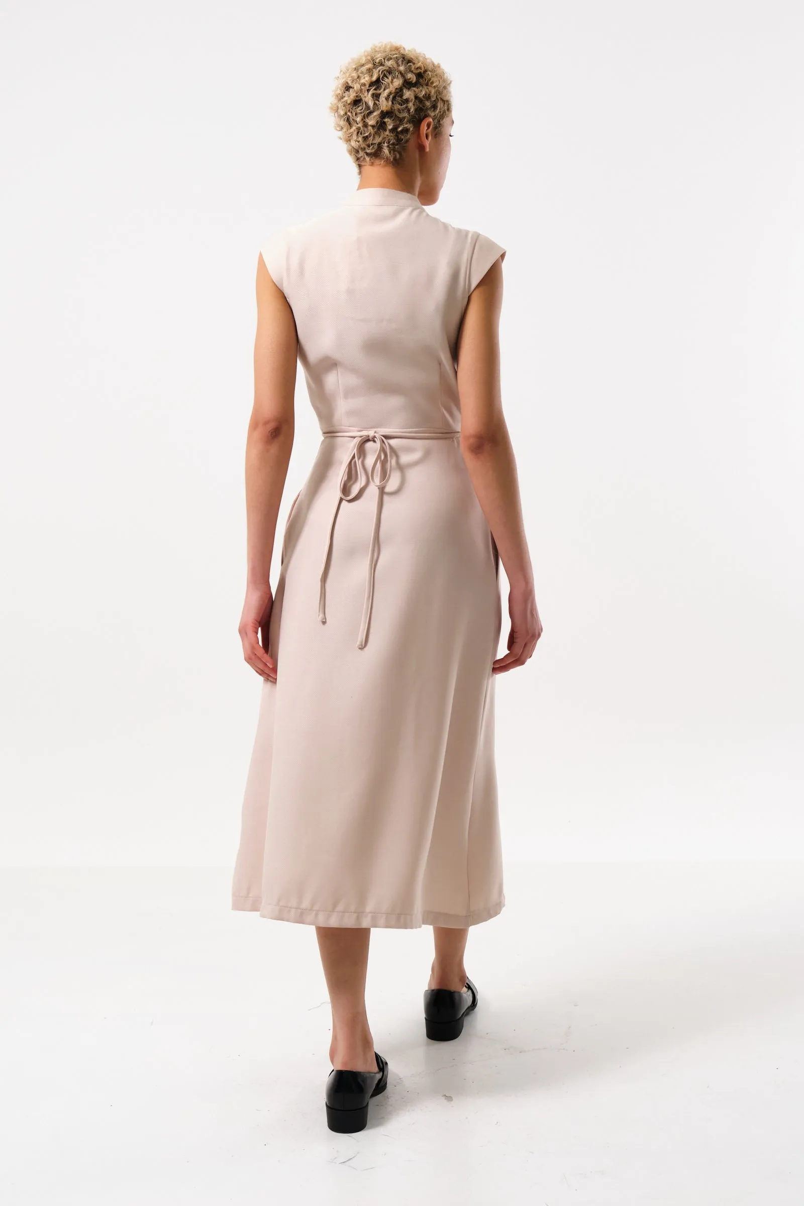 Urbain Satin Back Crepe Wrap Midi Dress - Camel