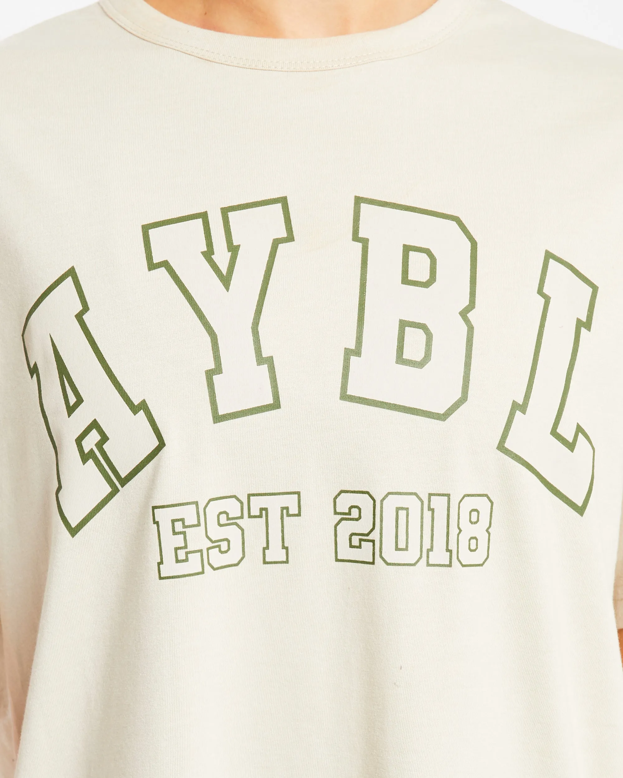 Varsity Oversized T Shirt - Beige / Khaki
