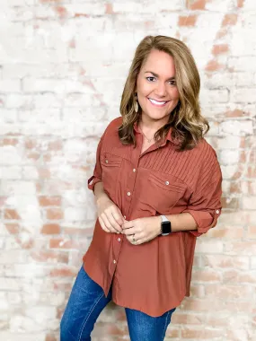 Vienna Pintuck Button Up Top - FINAL SALE