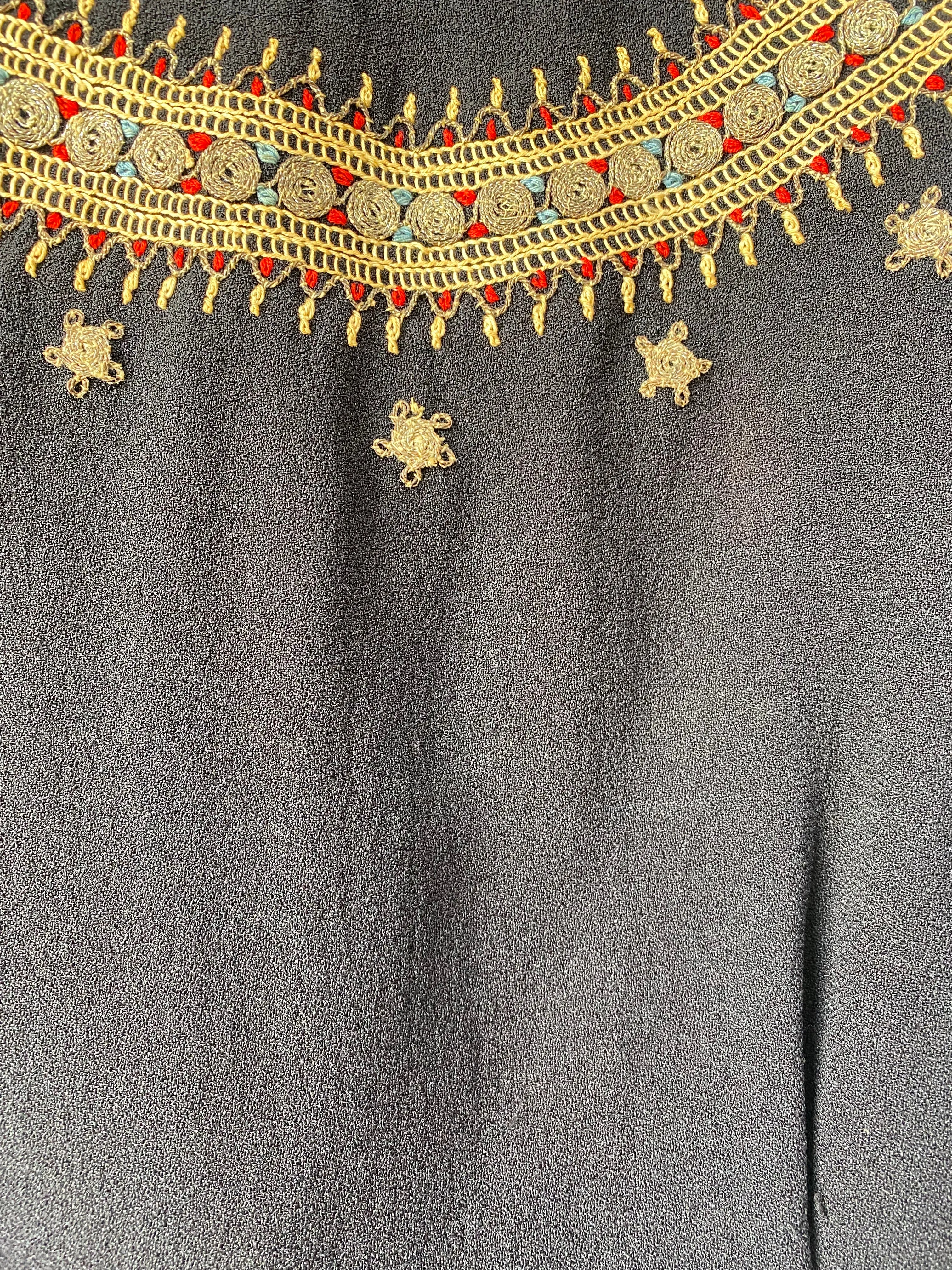 Vintage 1930s Black Embroidered Rayon Top