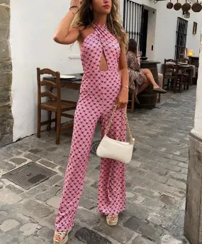 Wide Leg Pink Pants Overall