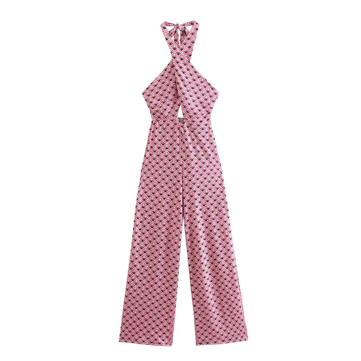 Wide Leg Pink Pants Overall