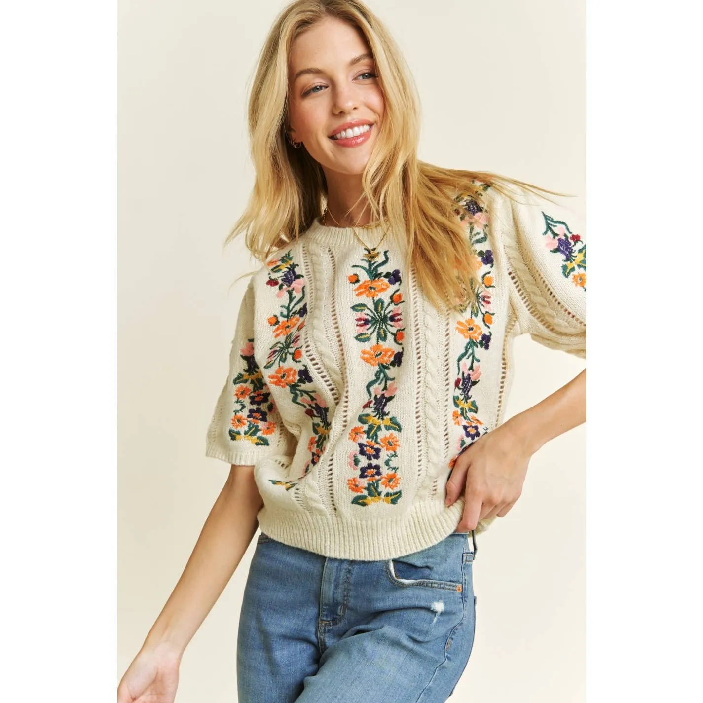 Winter Garden Sweater in Ivory