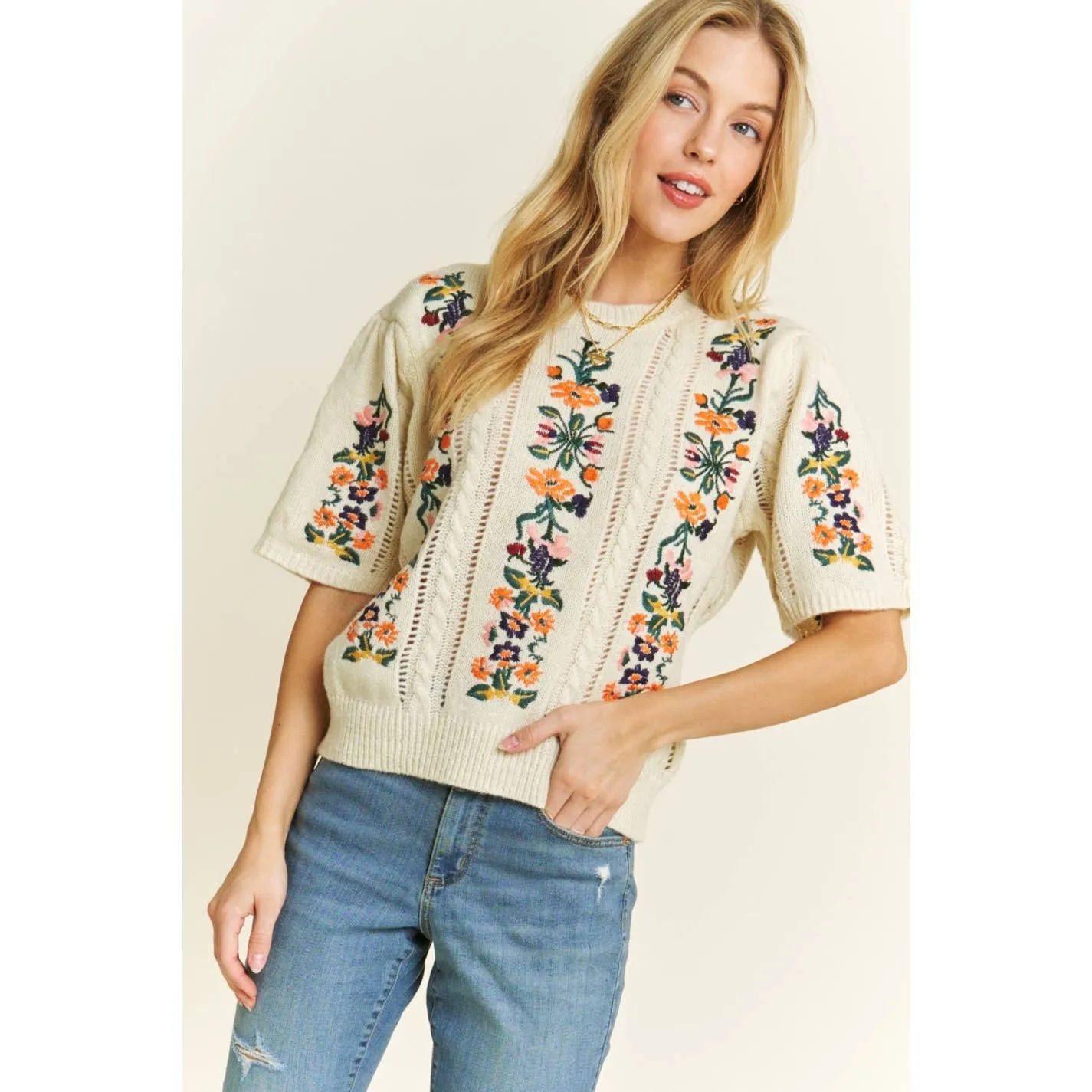 Winter Garden Sweater in Ivory