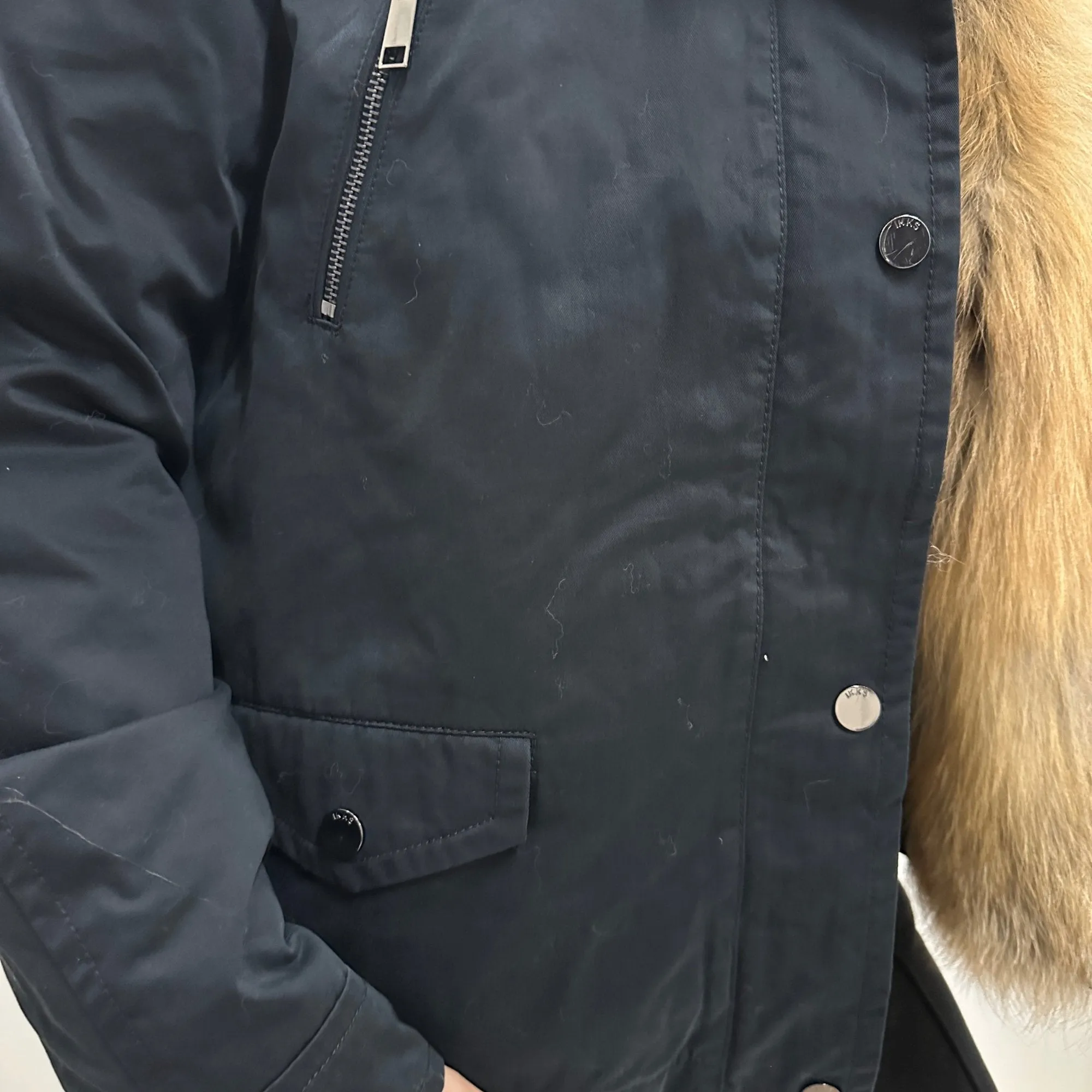 Women's Sporty Winter Jacket Coat with Hood and Natural Fur (S)